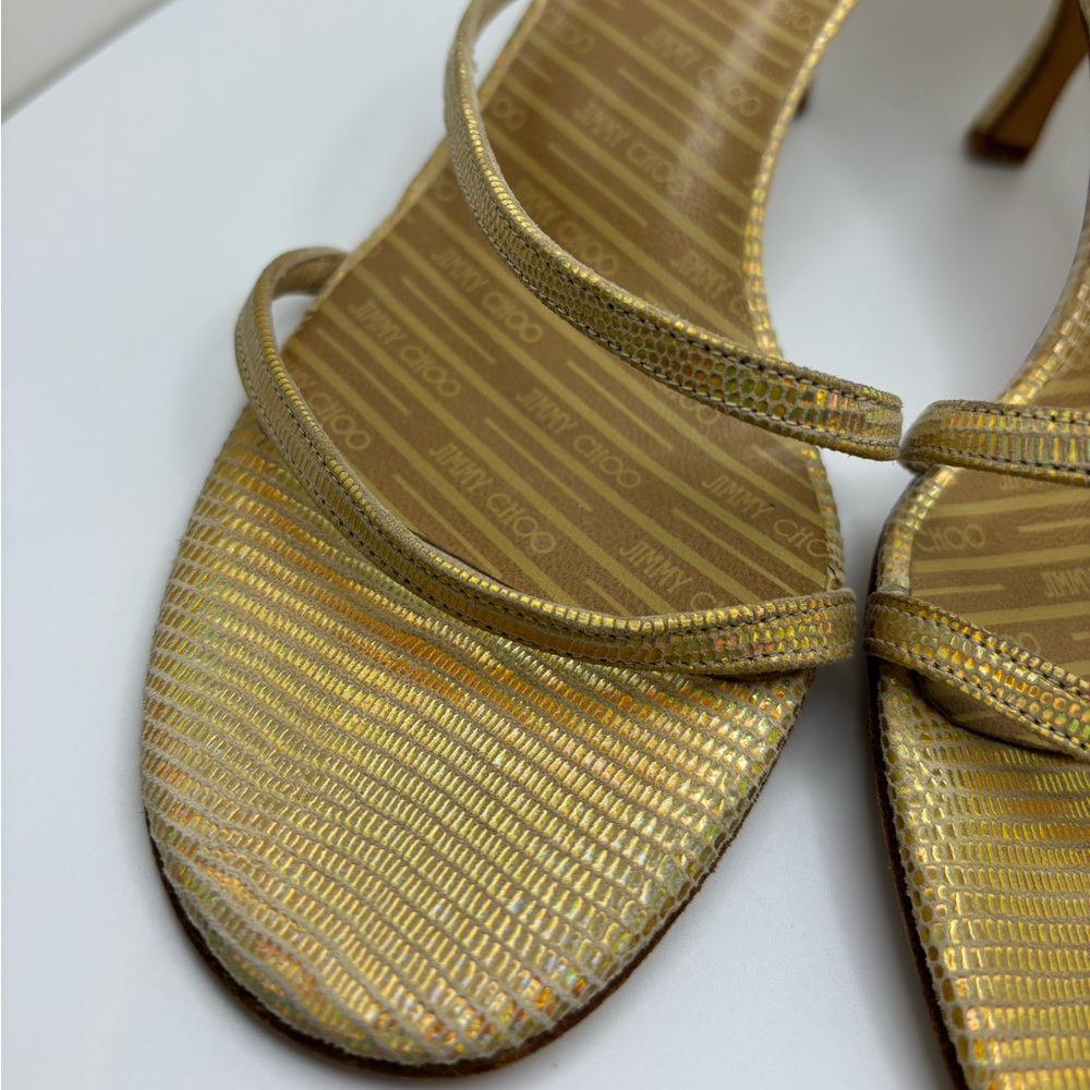 Jimmy Choo Gold Strappy Heels - Picture 14 of 16